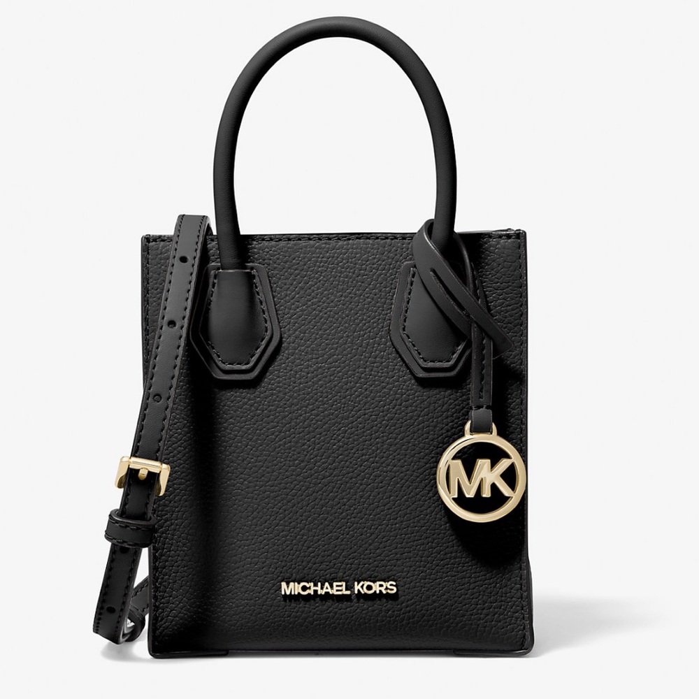 NWT Michael Kors Mercer Black Extra-Small Pebbled Leather Crossbody Bag